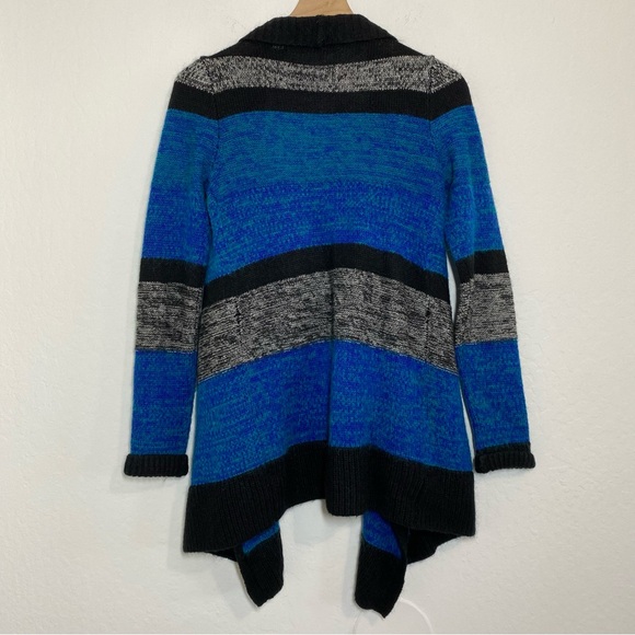 Moda International Women’s S Blue Black Mohair Wool Blend Open Front Cardigan - Picture 8 of 9